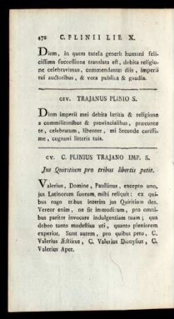 CIV. Trajanus Plinio S.