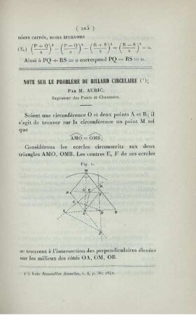 Note sur le problème du billard circulaire.