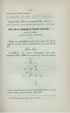 Note sur le problème du billard circulaire.