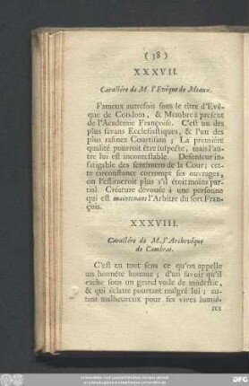 XXXVIII. Caractére de M. l'Archevêque de Cambrai.