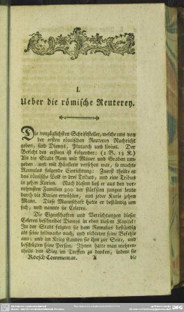 I. Ueber die römische Reuterey