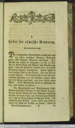I. Ueber die römische Reuterey