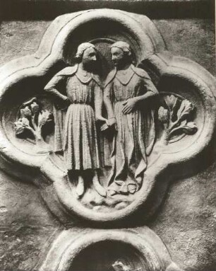 Amiens. Sockelrelief vom nördlichen Westportal der Kathedrale. Tierkreiszeichen Zwillinge (1220/1230)