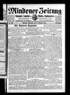 Mindener Zeitung : nationales Tageblatt für Minden u. Nachbargebiete : General-Anzeiger für den nördl. Reg.-Bezirk Minden