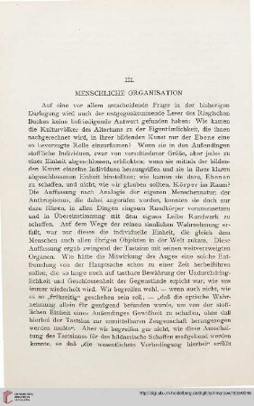 III. Menschliche Organisation