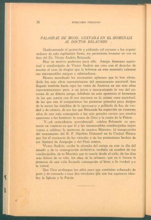 Palabras de Monseñor Guevara