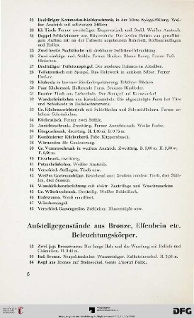 Ausstellungsgegenstände aus Bronze, Elfenbein etc. Beleuchtungskörper (Nr. 52-145)