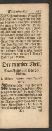 Der neundte Theil. Kranckheits- und Sterbe-Gebete.