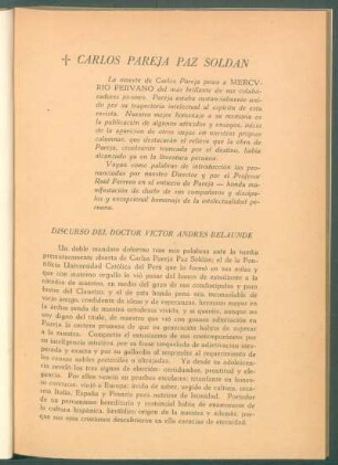 Discurso del Doctor Víctor Andrés Belaúnde
