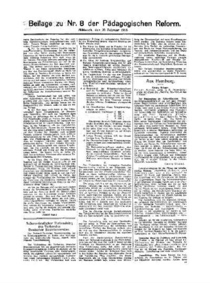 Beamtenkammer und Beamtenausschüsse (Fortsetzung aus dem Hauptblatt) : Beilage zu Nr. 8 der Pädagogischen Reform
