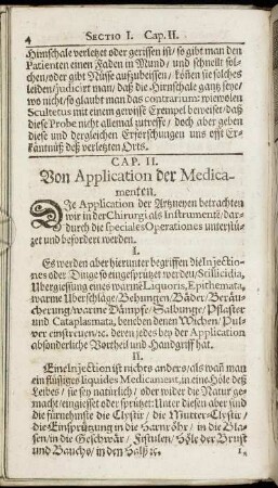 Cap. II. Von Application der Medicamenten.