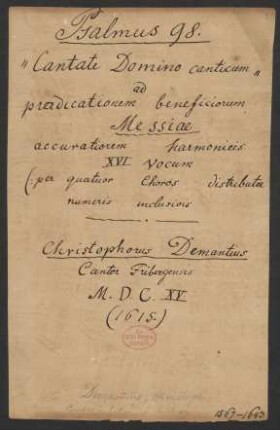 Cantate Domino; V (16), bc; F-Dur