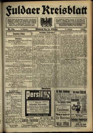Zweite Ausgabe vom Mittwoch, den 26. Oktober 1910.