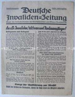 Sonderausgabe des Mitteilungsblattes des Zentralverbandes der Arbeitsinvaliden u.a. mit einer Liste adliger NSDAP-Funktionäre