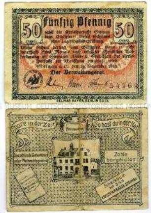 Notgeldschein der Kreissparkasse Steinau an der Oder