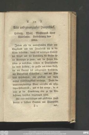 Acht und zwanzigstes Hauptstück. Leibnitz. Wolf. Mißbrauch ihrer Philosophie. Verbesserung derselben.