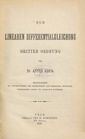 Zur linearen Differentialgleichung dritter Ordnung