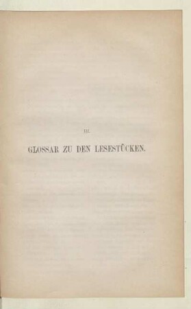 III. Glossar zu den Lesestücken