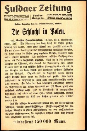 Dritte Ausgabe vom Samstag, den 12. Dezember 1914.