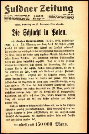 Dritte Ausgabe vom Samstag, den 12. Dezember 1914.