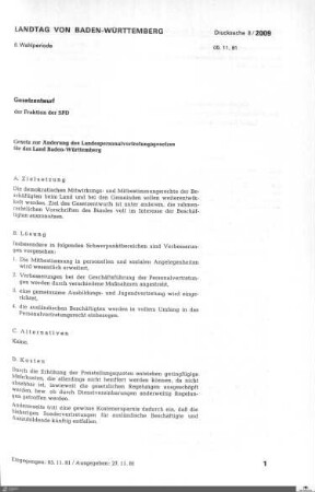 Gesetzentwurf der SPD zur Änderung des Landespersonalvertretungsgesetzes
