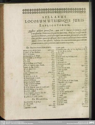 Syllabus Locorum Utriusque