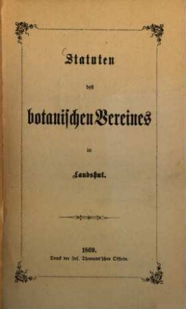Statuten des Botanischen Vereins in Landshut