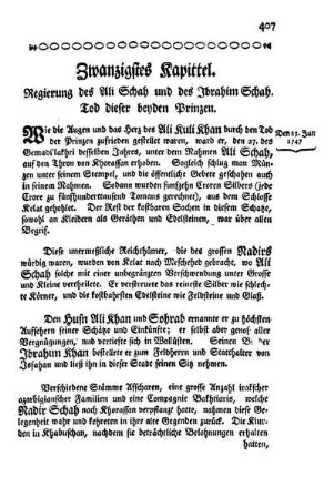 Zwanzigstes Kapittel. Regierung des Ali Schah und des Ibrahim Schah. Tod dieser beyden Prinzen.