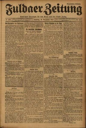 Ausgabe vom Sonntag, den 30. Dezember 1923.