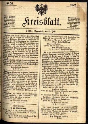 Ausgabe vom Samstag, den 13. Juli 1872.