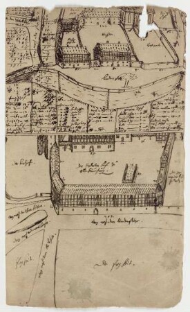 Kaufungen, ehem. Kloster (Stift), südöstlicher Vorhof und westlicher "Prelaten hof" (recto)