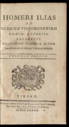 Vol. 1: Ad Codicem Vindobonensem Graece Expressa