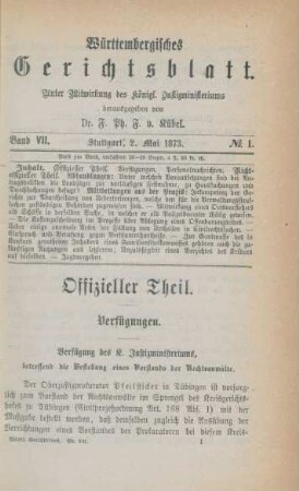 2. Mai 1873-15. Januar 1874 = No. 1-14