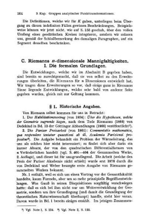 C. Riemanns n-dimensionale Mannigfaltigkeiten.