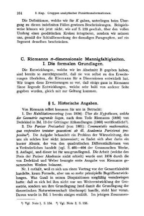 C. Riemanns n-dimensionale Mannigfaltigkeiten.