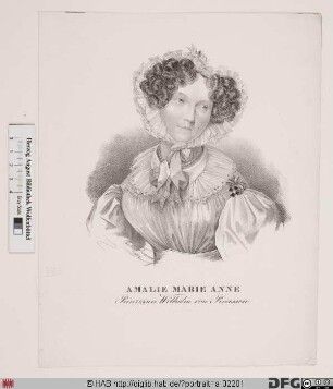 Bildnis (Amalie) Marie Anna, Prinzessin von Preußen, geb. Prinzessin von Hessen-Homburg