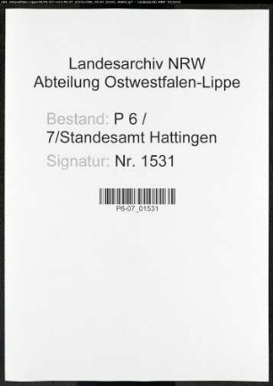 Sterberegister Standesamt Hattingen