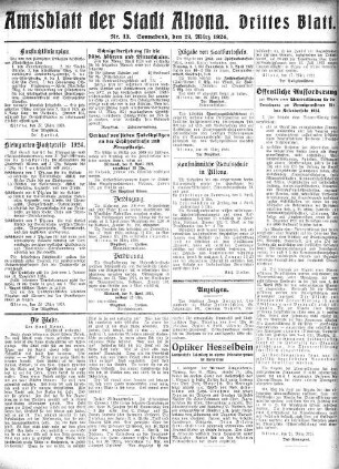Nummer 13. Drittes Blatt. : Sonnabend, den 29. März 1924