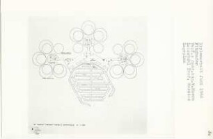 Flughafen (Diplomarbeit bei Bernhard Hermkes): Vorfeld, Vorfahrt, Parken, Ankunfthalle, Grundriss Erdgeschoss 1:1000