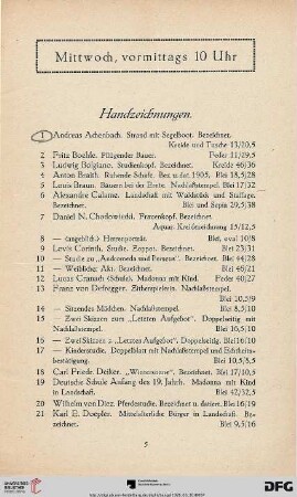 Mittwoch, vormittags 10 Uhr (Nr. 1-191)