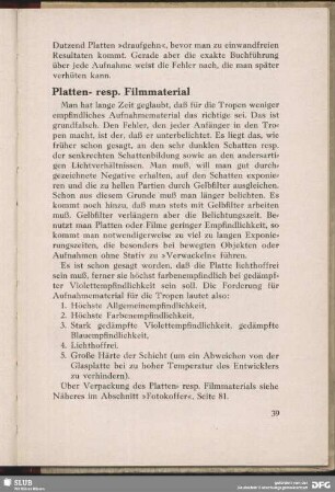 Platten- resp. Filmmaterial