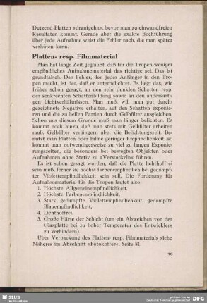 Platten- resp. Filmmaterial