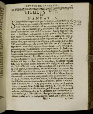 Titulus VIII. De Mandatis.