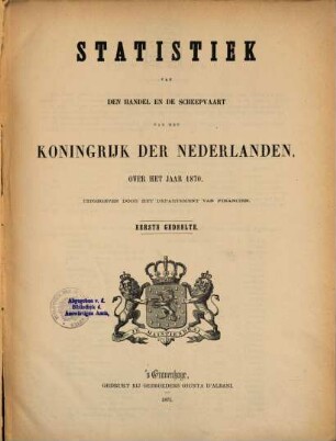 Statistiek van den handel en de scheepvaart van het Koningrijk der Nederlanden : over het jaar ... 1870,1 (1871)