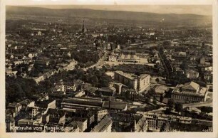 Postkartenalbum mit Motiven von Karlsruhe. "Karlsruhe vom Flugzeug aus"