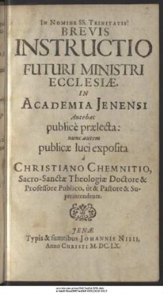 Brevis Instructio Futuri Ministri Ecclesiae