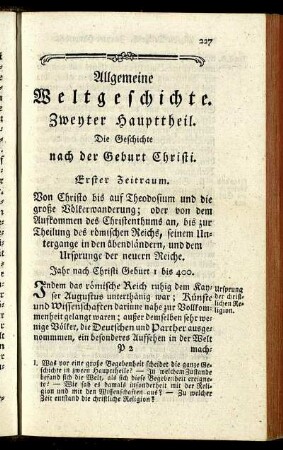Allgemeine Weltgeschichte. Zweyter Haupttheil.
