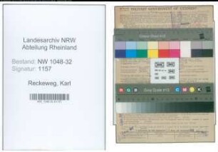 Entnazifizierung Karl Reckeweg , geb. 26.07.1891 (Beamter)