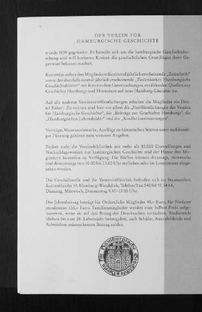 Der Verein für Hamburgische Geschichte