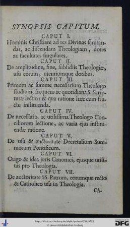 Synopsis Capitum.